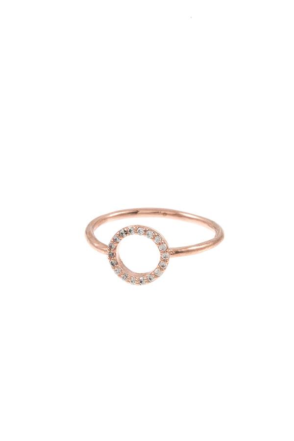 Ladies round cz stone pave ring