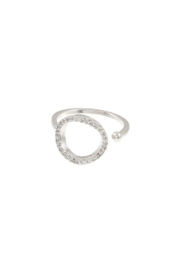 Ladies cz stone cuff brass ring