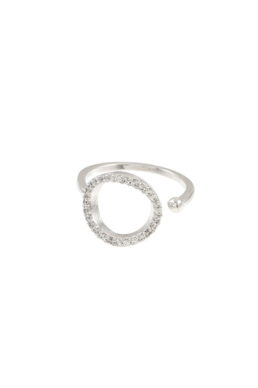 Ladies cz stone cuff brass ring