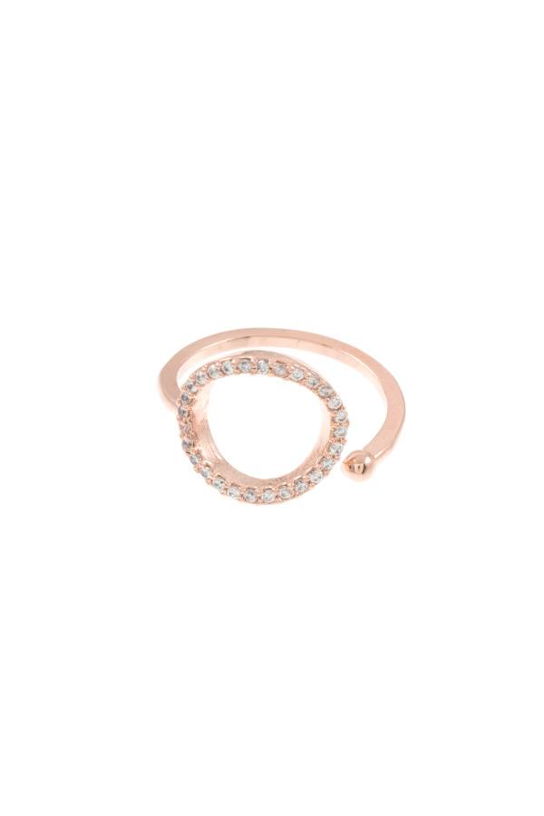 Ladies cz stone cuff brass ring