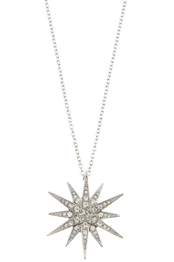 Ladies rhinestone pave star peandant long necklace