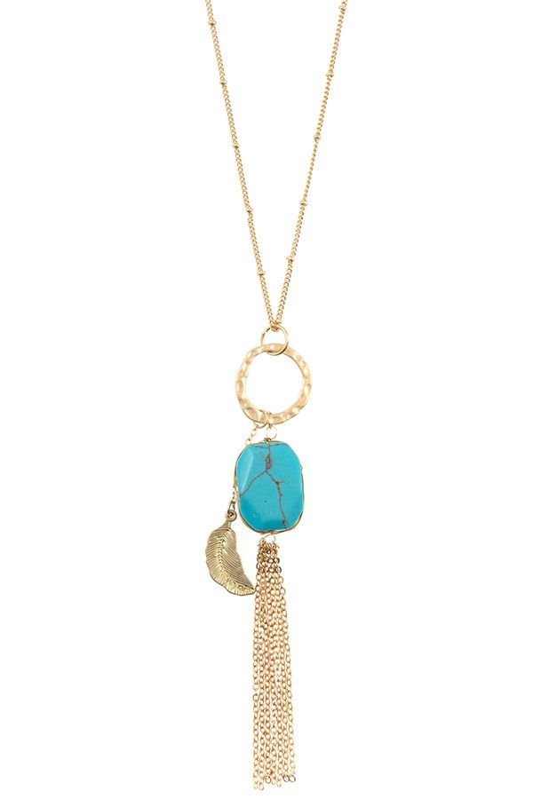 Ladies handmade faux gem chain tassel pendant necklace set
