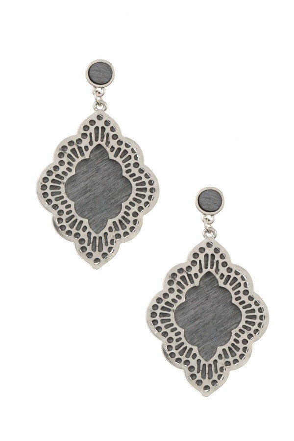 Ladies moroccan cut out orante dangle earring