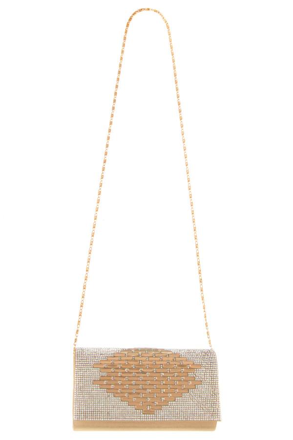 Rhinestone pave pattern evening clutch bag