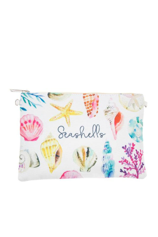 Seashells print pouch bag