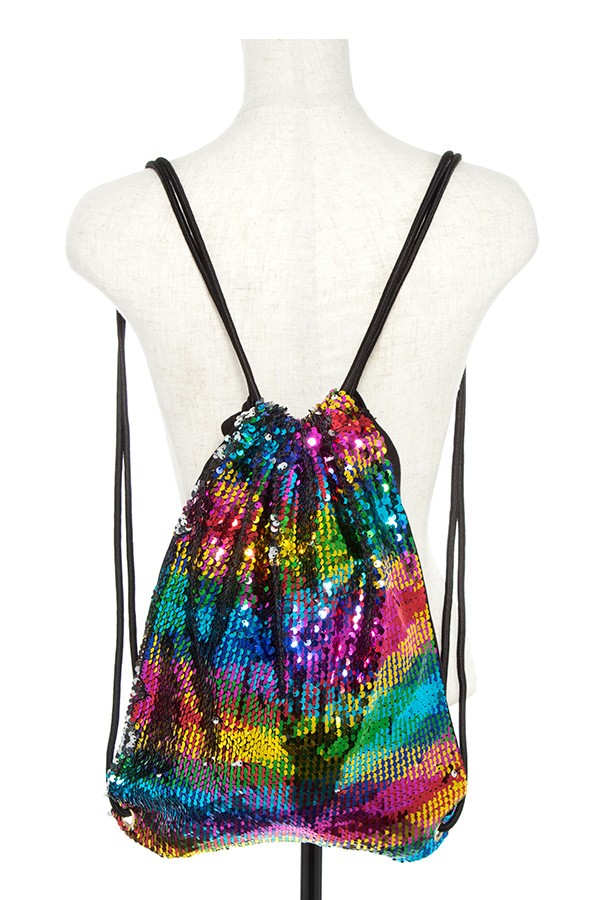 Sequin accent drawstring backpack