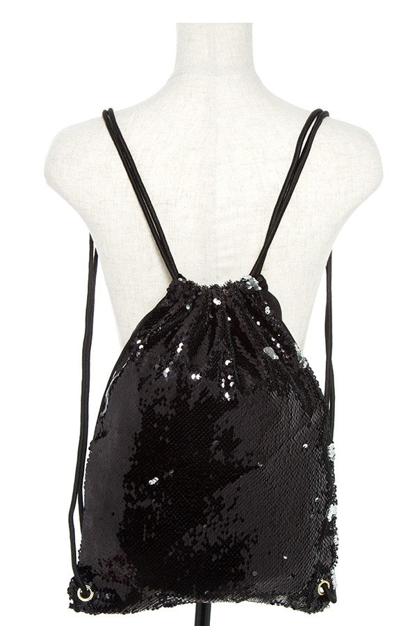 Sequin accent drawstring backpack
