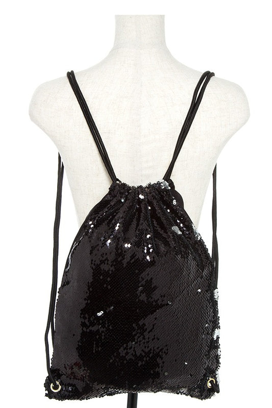 Sequin accent drawstring backpack