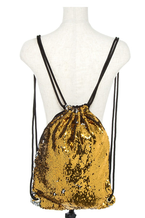 Sequin accent drawstring backpack