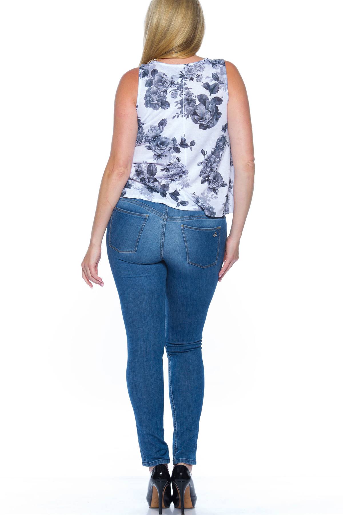 Ladies fashion plus size rose print sleeveless top