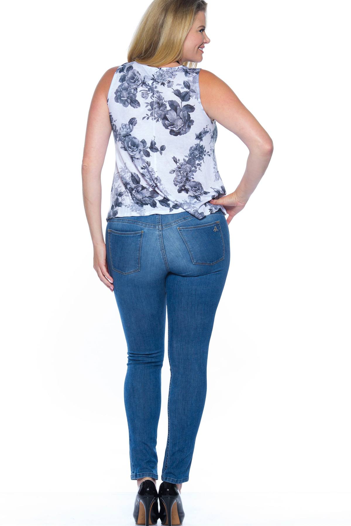Ladies fashion plus size rose print sleeveless top