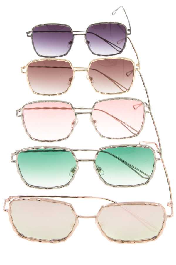 Hammered framed color lens fashion sunglasses