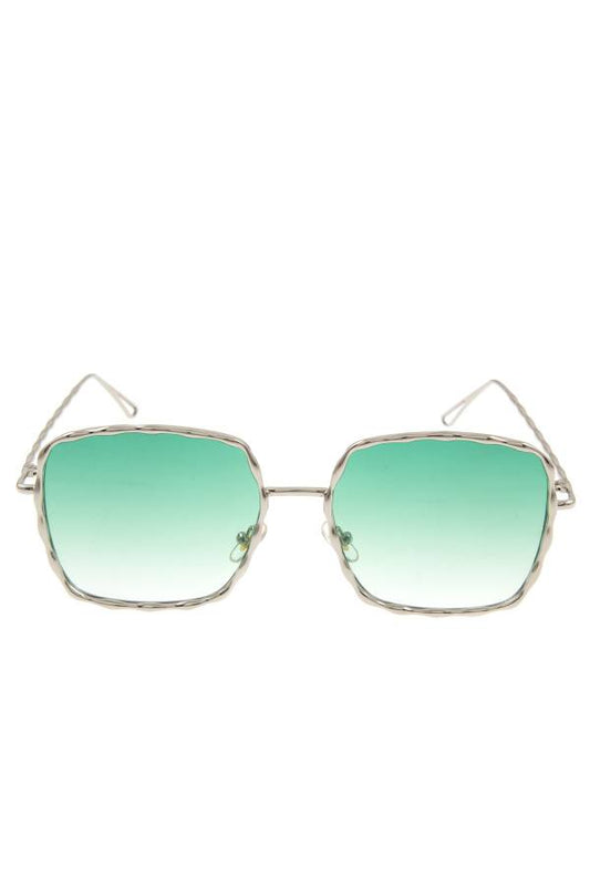 Hammered framed color lens fashion sunglasses