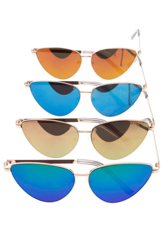 Mirror lens cat eye framed sunglasses pack