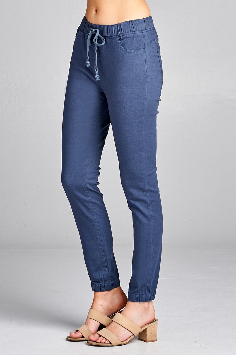 Ladies fashion waist drawstring elastic hem pants