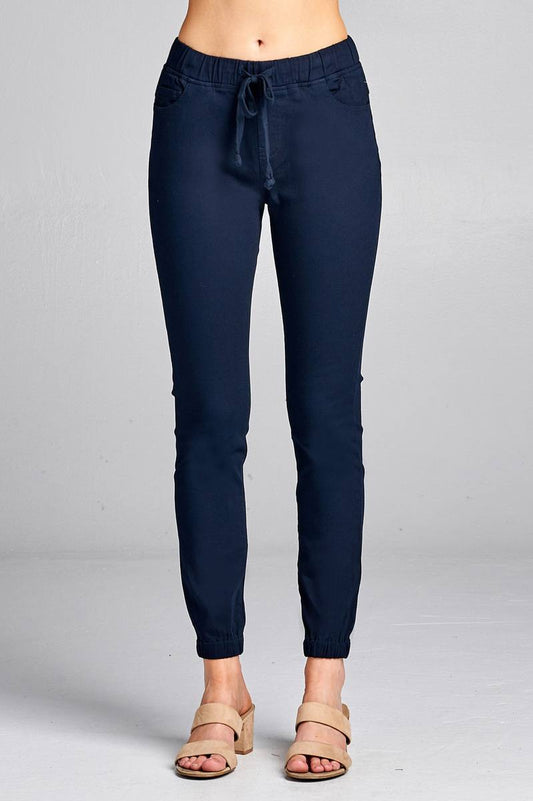 Ladies fashion waist drawstring elastic hem pants
