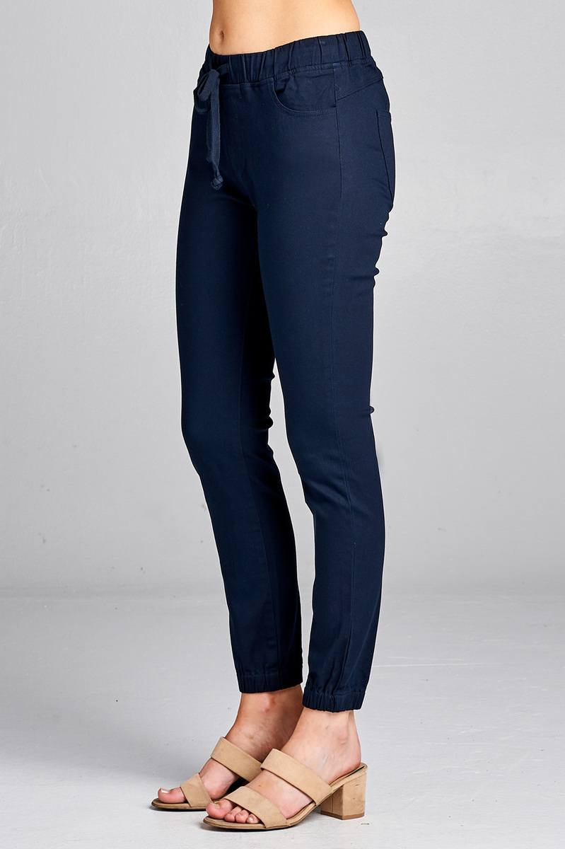 Ladies fashion waist drawstring elastic hem pants