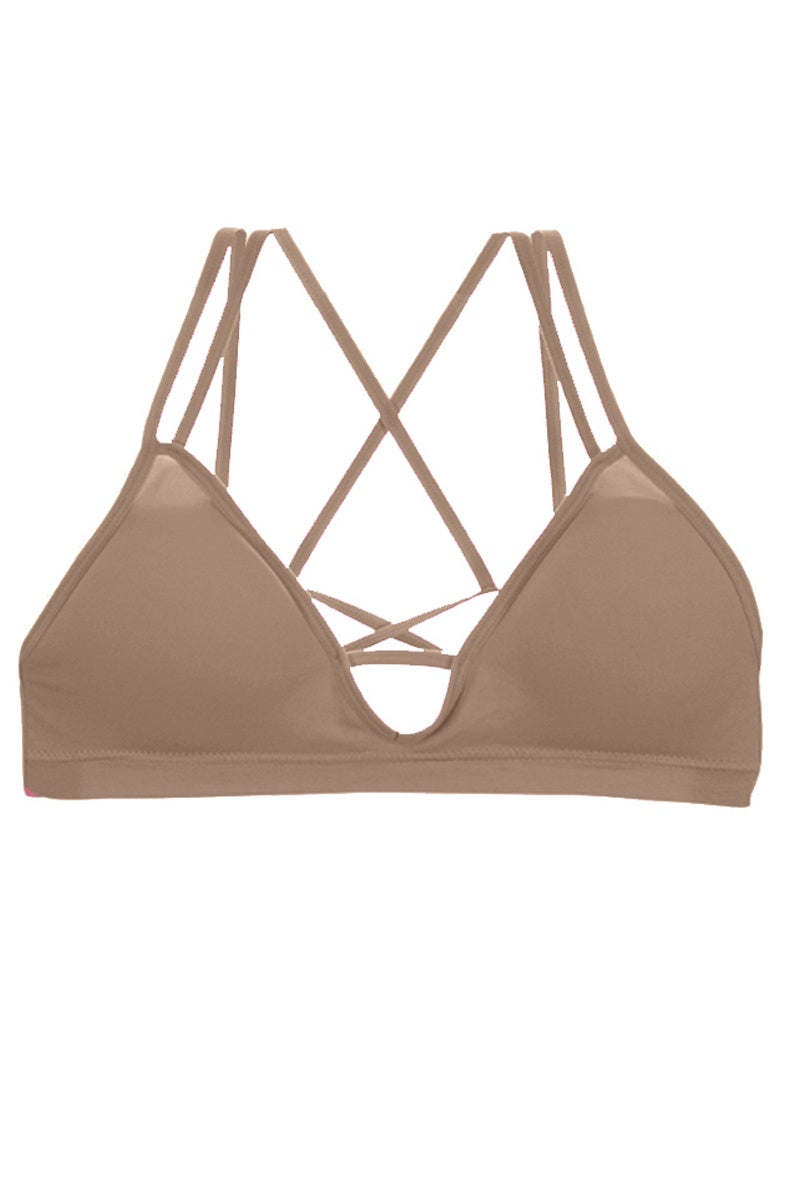Ladies deep v-cut cageback design