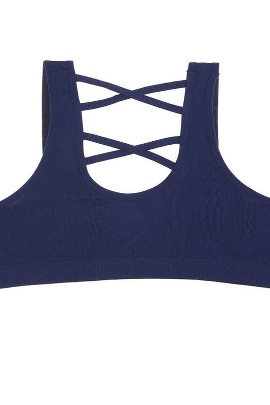 Ladies criss-cross w/underwire push-up molded cups