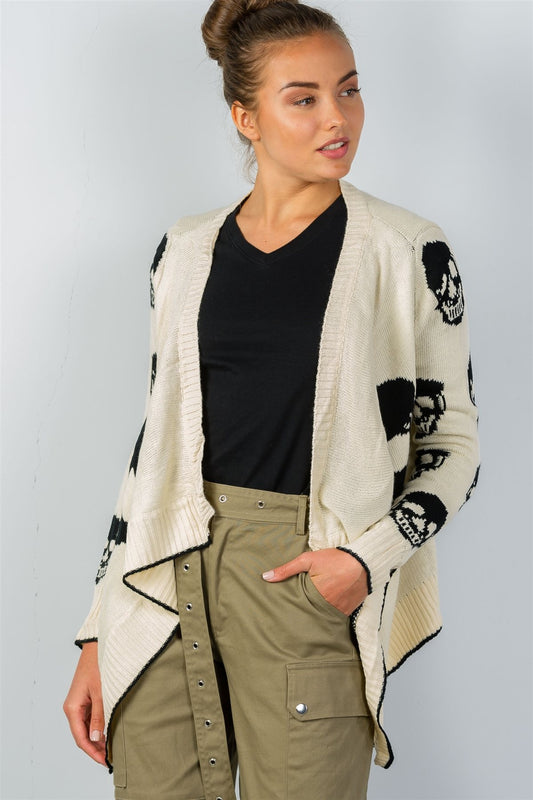 Ladies fashion tunic length skull knitting tunic cardigan