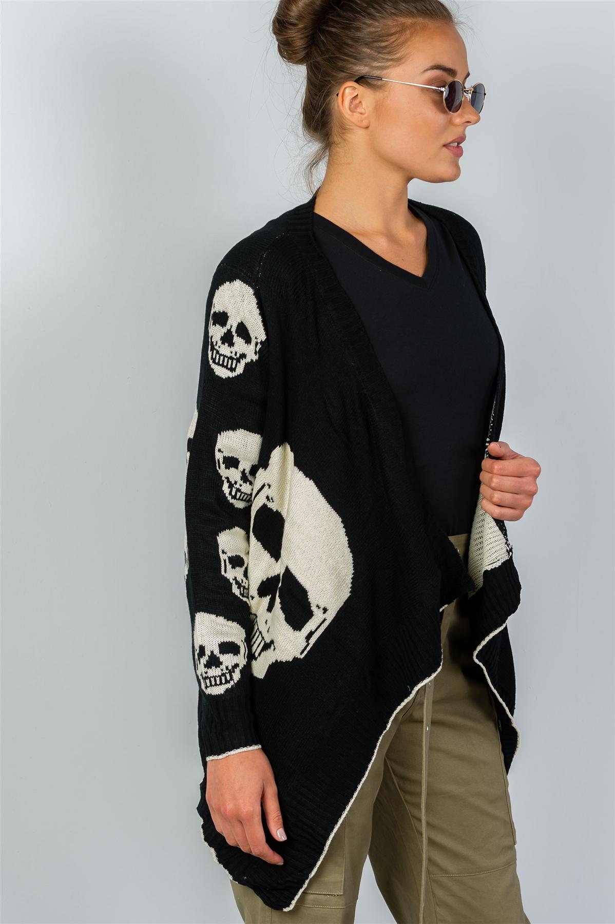 Ladies fashion tunic length skull knitting tunic cardigan