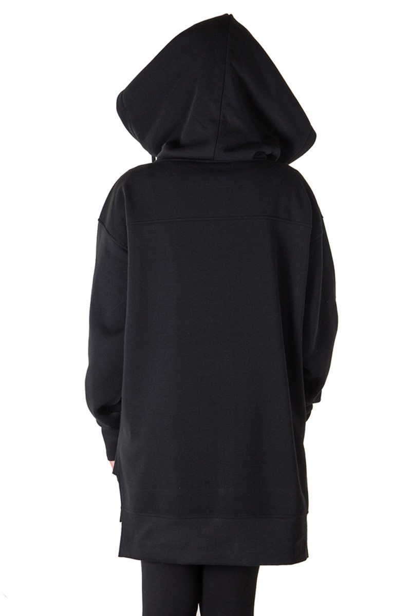 Ladies fashion fleece zip up sweatshirt oversize long hoodie outerwear jacket