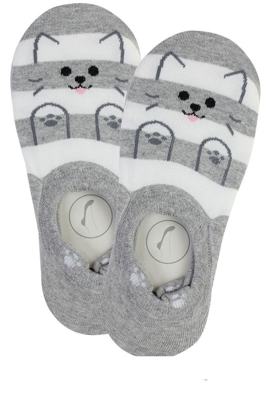 Ladies cat print stripe socks
