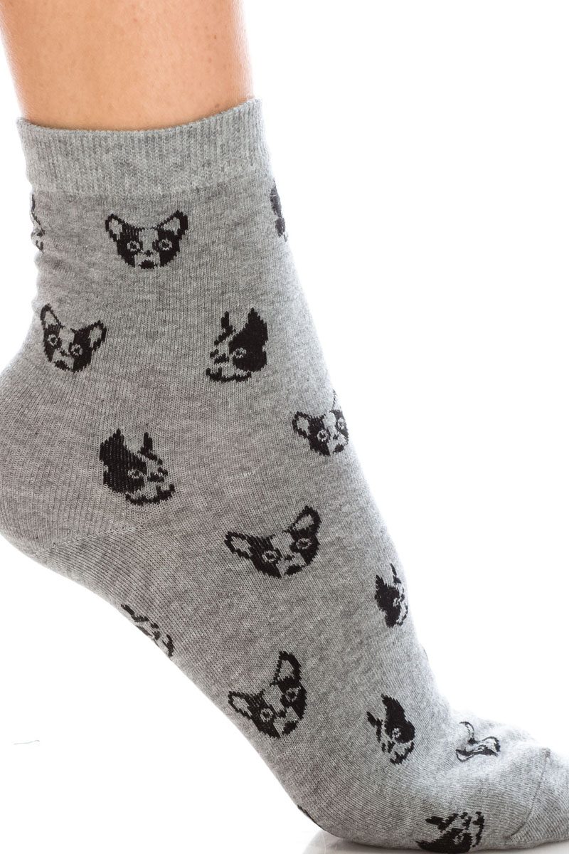 Ladies cotton socks boston terrier design