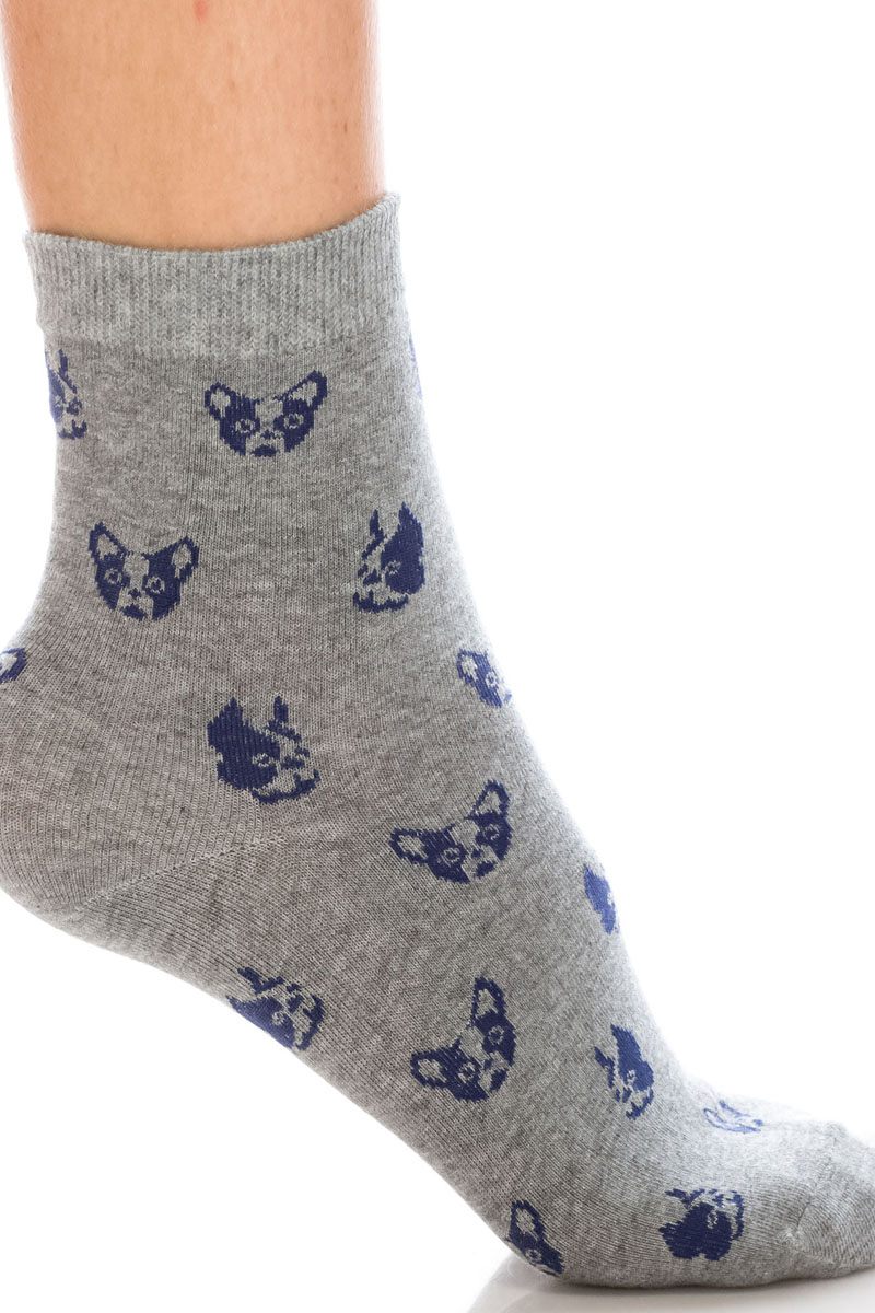 Ladies cotton socks boston terrier design