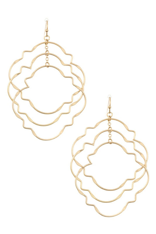 Ladies fashion multi link quatrefoil dangle earring