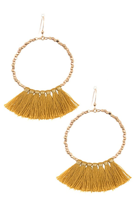 Ladies fashion round tassel link dangle earring