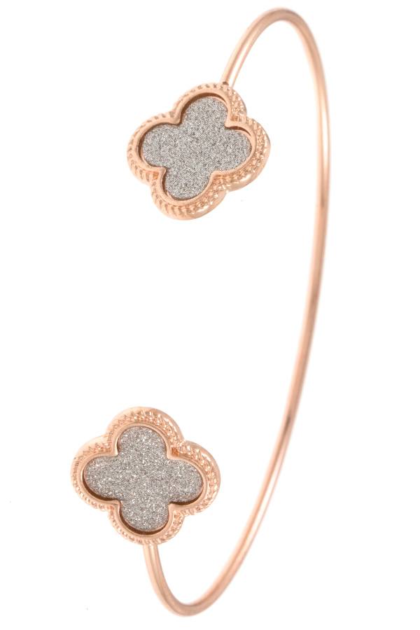 Ladies fashion clover tip cuff bracelet