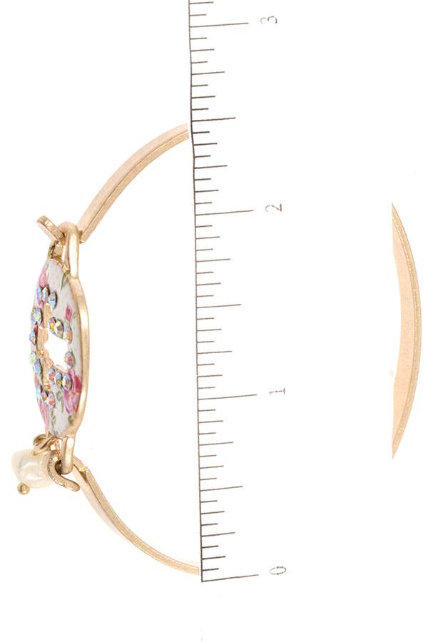 Ladies fashion rhinestone pave cross cut out bangle bracelet