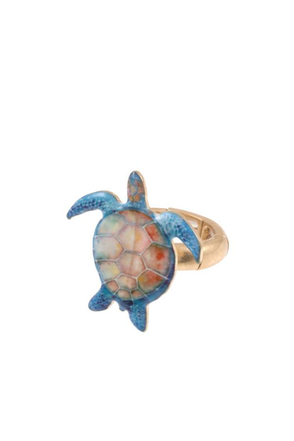 Ladies fashion sea turtle stretch ring