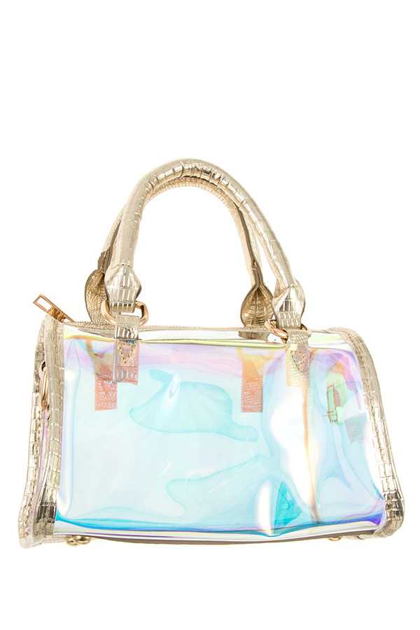 Ladies fashion see through mini boston bag