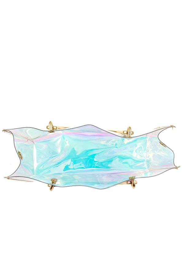 Ladies fashion see through mini top handle bag