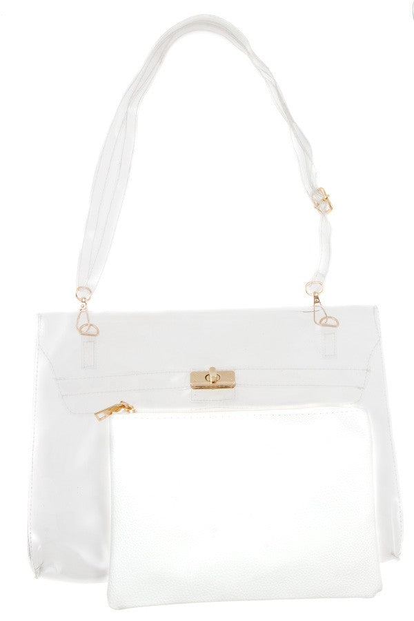 Ladies fashion clear 2pc set bag