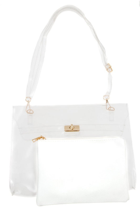 Ladies fashion clear 2pc set bag