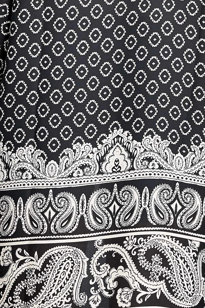 Ladies fashion plus size open front border print woven kimono