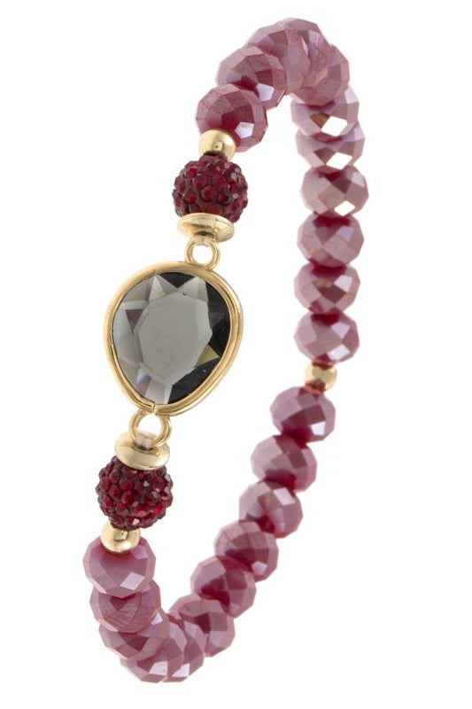 Ladies fashion faceted glass bead gemstone bracelet