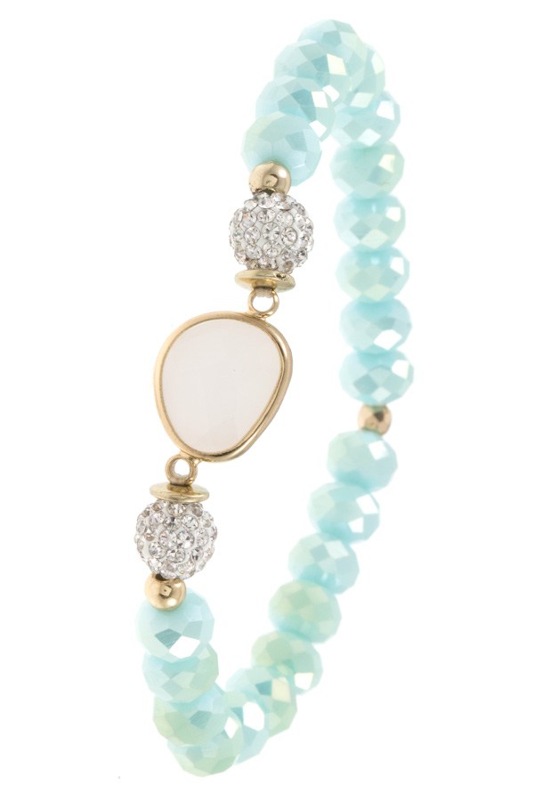 Ladies fashion faceted glass bead gemstone bracelet