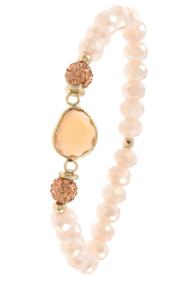Ladies fashion faceted glass bead gemstone bracelet