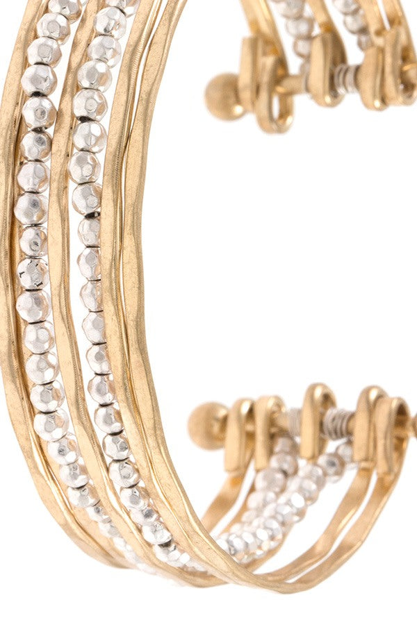 Ladies fashion multi row bead accent cuff bracelet