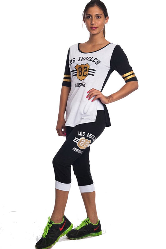 Ladies fashion summer time activity set w/ adjustable drawstring