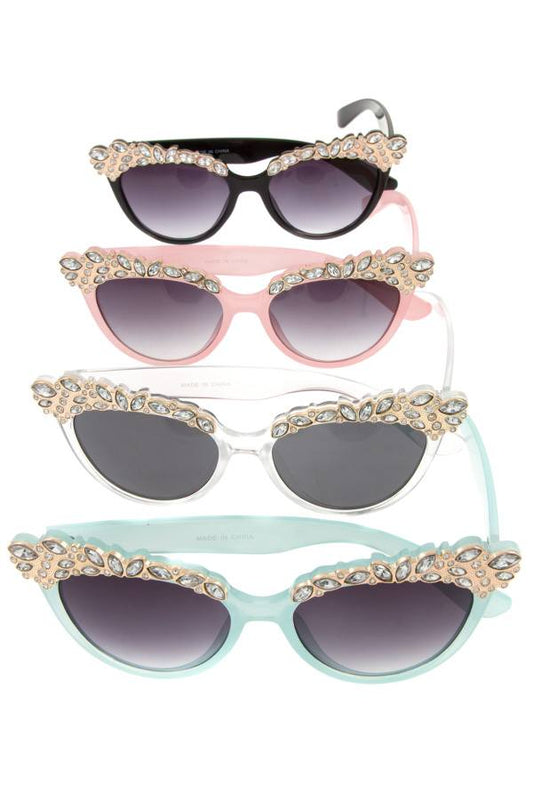 Ladies crystal gem framed fashion sunglasses