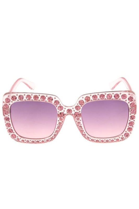 Ladies rhinestone framed square sunglasses