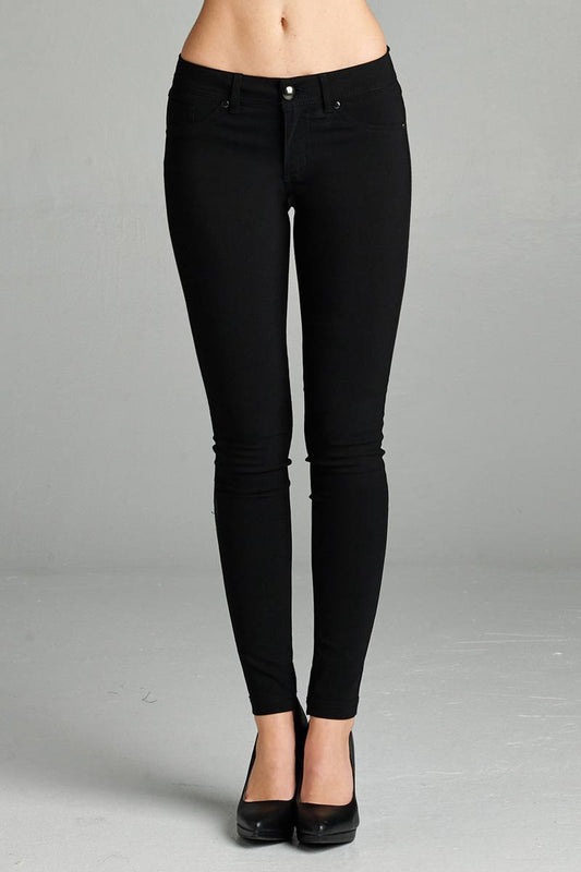 Ladies fashion plus size basic 5 pocket shape long pants