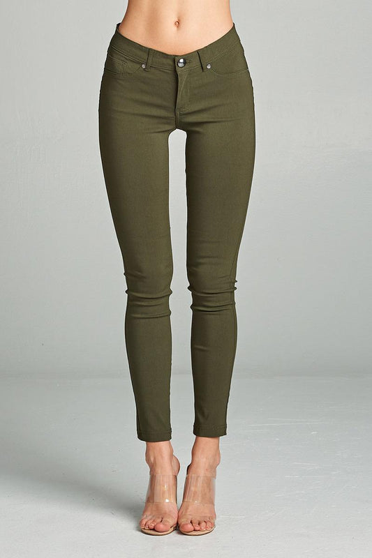 Ladies fashion plus size basic 5 pocket shape long pants