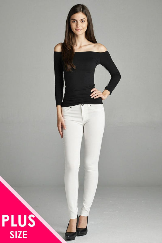 Ladies fashion plus size basic 5 pocket shape long pants