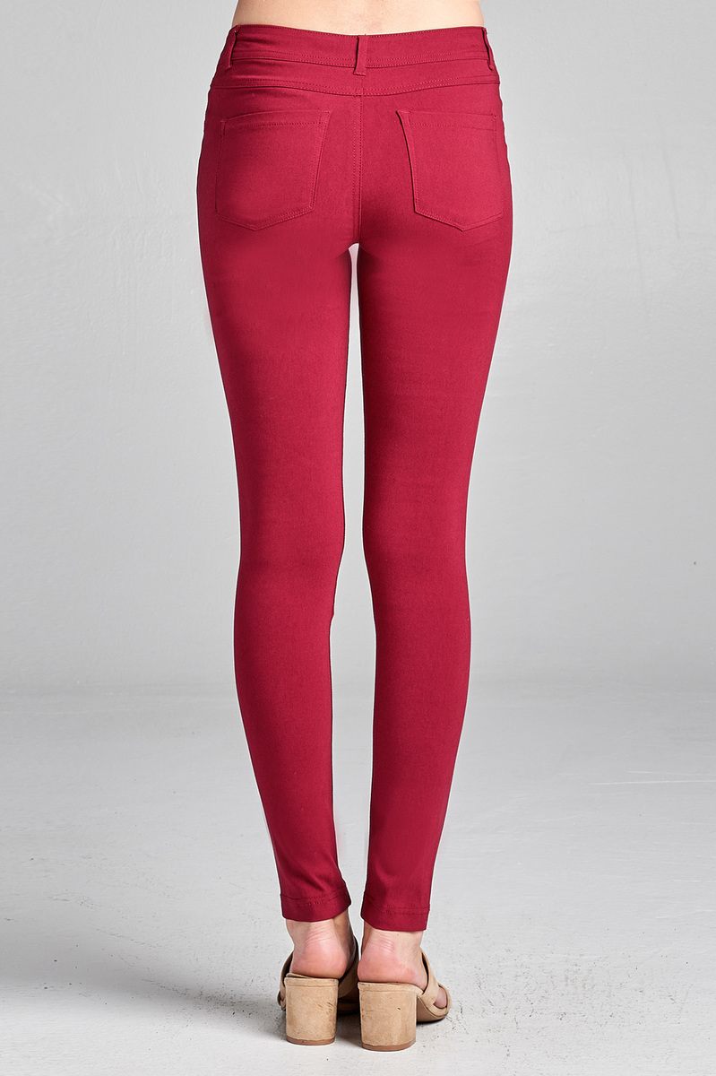 Ladies fashion plus size basic 5 pocket shape long pants